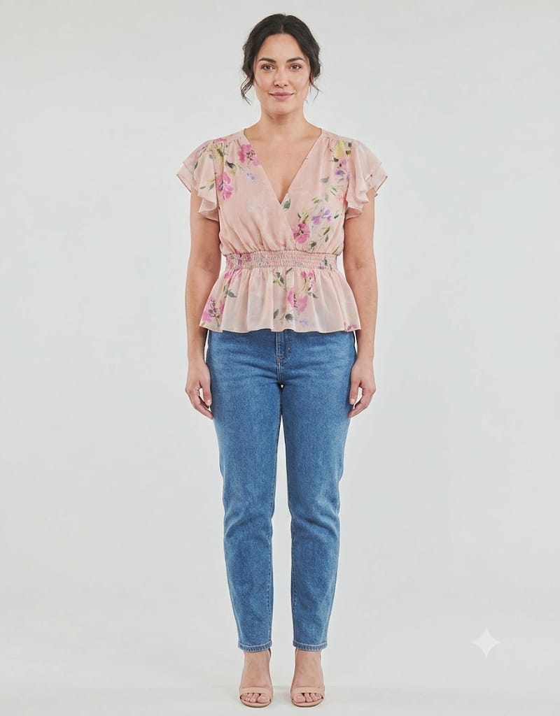 Blusa rosa estampada de gasa