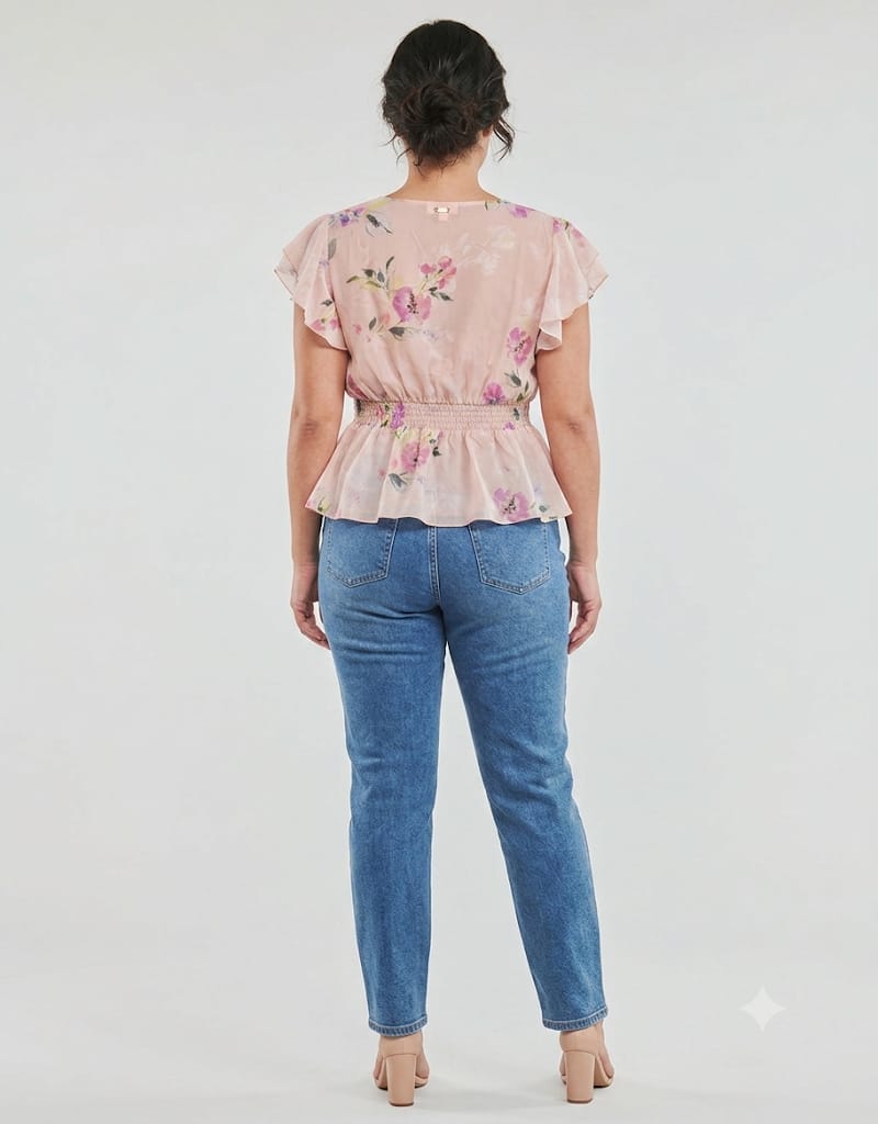 Blusa rosa estampada de gasa