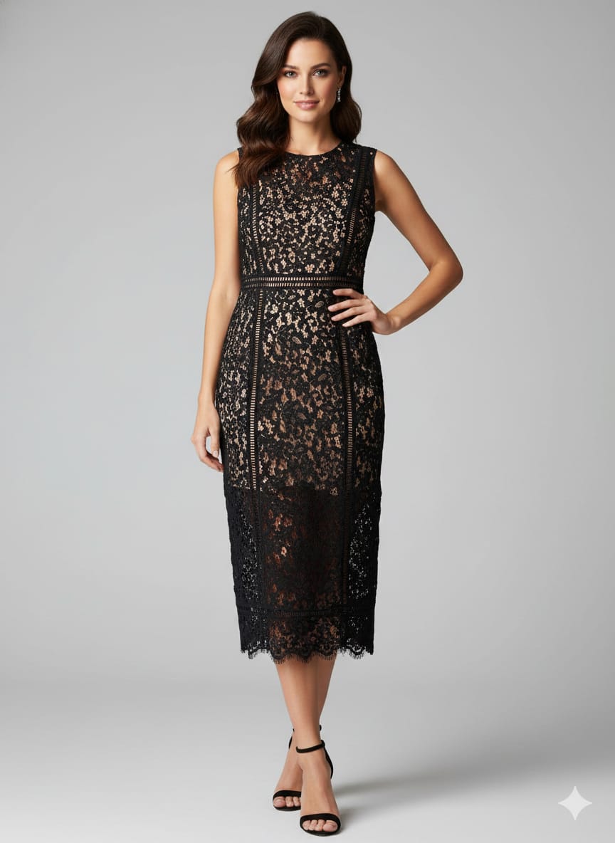 Vestido negro de encaje