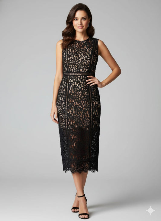 Vestido negro de encaje