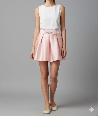 falda rosa satinada