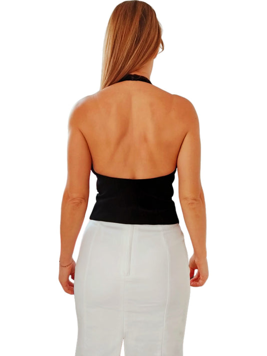 Top negro de terciopelo con pedrería